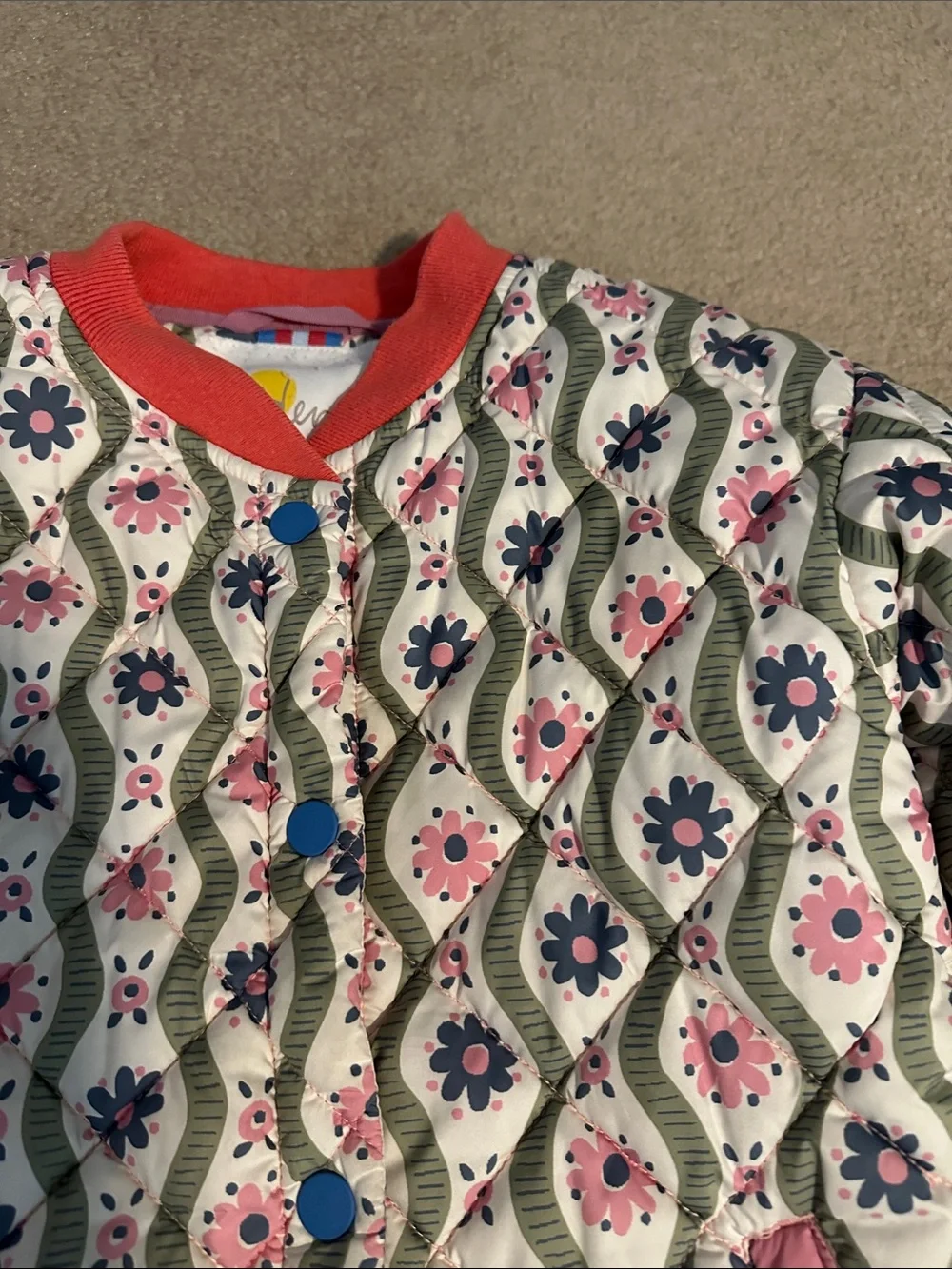 Boden Girls Quilted Floral Puffer Jacket